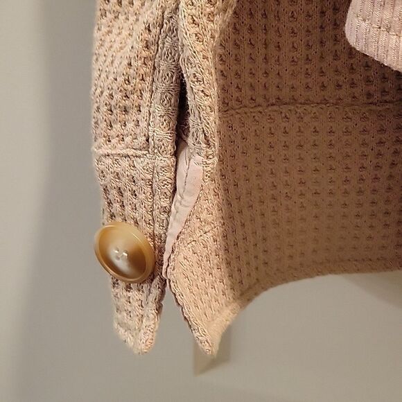 AUTOMET Womens Shacket Jacket Waffle Knit Oversized Button Down Shirt Tan Xl NWT - Picture 6 of 7